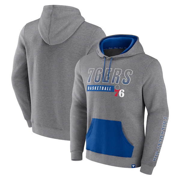Men's Philadelphia 76ers Off The Bench Color Block Heathered Gray Pullover Hoodie